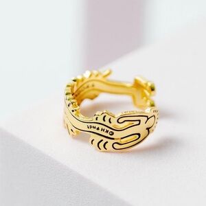 Authentic Keith Haring x Pandora Gold Plated Wave Open Finger Ring | Size: 6
